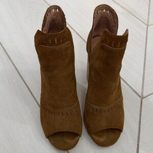 Women's Halogen  Brown Suede Open-Toe booties